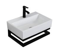 Aioneer Lavabo De Esquina De Cerámica, Lavabo De Esquina Pequeño, Lavabo De Baño De Pared para Espacios Pequeños, Lavabo De Cerámica De Pared, Lavabo De Baño con Rejilla De Acero-50CM