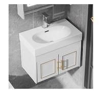 Aioneer Lavabo De Esquina Flotante De Montaje En Pared con Mueble Y Grifo, Solución De Baño Que Ahorra Espacio para Espacios Pequeños.-White-55x30x48 cm