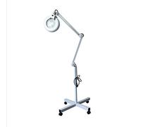 Aioneer Led 5X Magnifying Glass Floor Lamp - 4 Wheel Rolling Base,Height Adjustable Gooseneck Standing Lighting Reading Magnifier Light For Professional Salon Tasks,Jewelry,S