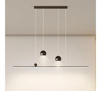Aioneer Led Linear Pendant Light Fixtures Compatible with Pool Table Minimalist Modern Black Long Strip Chandelier White Led Ball Ball Billiard Fixture Hanging Lamp, For Living R-Dark