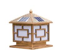 Aioneer Led Outdoor Solar Post Lights Fence Deck Column Cap Lamp Aluminum Waterproof Pillar Lamp with Remote Control Villa Door Lantern Landscape Lighting For Patio Posts Garden -Bronze-25cm