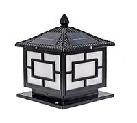 Aioneer Led Outdoor Solar Post Lights Fence Deck Column Cap Lamp Aluminum Waterproof Pillar Lamp with Remote Control Villa Door Lantern Landscape Lighting For Patio Posts Garden -Black-25cm