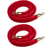 Aioneer Luxurious Velvet Rope with S - Queue Management Barrier For Event Decoration, Red Carpet, Parties, Cinema Openings - 185 Cm Long, Stylish Crowd Control Solution-2 Pcs-6ft/185cm