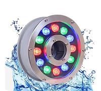 Aioneer Luz Led Subacuática para Fuente con Anillo - Foco De Paisaje con Orificio Central, 12 V/24 V, Ip68, Resistente Al Agua, con Cambio De Color RGB, para Fuente, Piscina, Jar-RGB-9W(24V)