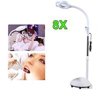 Aioneer Magnifying Led Lamp, 8X Floor-Standing Magnifying Glass Lig Shadowless Magnifier Beauty Lighted Tools For Salon Manicure Tattoo Salon SPA A/with Pulley