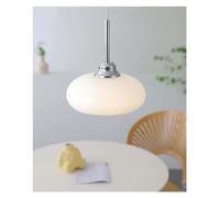 Aioneer Medieval French Glass Pendant Lamp Modern Simple Dia 20Cm White Beige Restaurant Pendant Light Dining Table Bar Kitchen Lighting, For Living Room-One Color-Gold Beige Glass