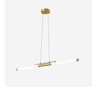 Aioneer Minimalist Led Pendant Light Linear Chandelier Copper Kitchen Island Lighting Fixture, Long Strip Chandeliers Ceiling Lights Modern Hanging Lamps For Dining Table Bedroom-Brass-120cm