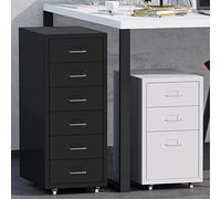 Aioneer Mobile Steel File Cabinet with 6 Drawers Lockable High Bearing Capacity Pink 28X41X67Cm-White-28x41x67cm