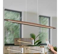 Aioneer Modern Adjustable Wood Pendant Light with Remote Control Dimmable Brown Hanging Lamp For Dining Table Living Room and Office -L130cm (Brown)-Stepless