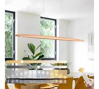 Aioneer Modern Adjustable Wood Pendant Light with Remote Control Dimmable Brown Hanging Lamp For Dining Table Living Room and Office-L100cm-Stepless Dimmable
