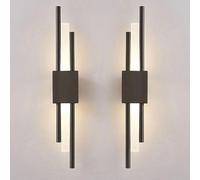 Aioneer Modern Black Linear Wall Sconces Set of 2 Nordic Style Wall Mount Lamp For Bedroom Living Room Bathroom Long Strip Hallway Wall Lighting Gold Accent Noir Shade Included-Noir