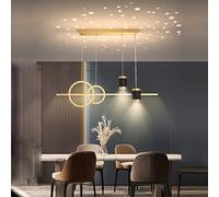 Aioneer Modern Dimmable Pendant Light with Remote Control Adjustable Height Ceiling Lighting Fixture For Dining Room Living Room Kitchen and Bar Stylish Gold Hanging Lamp-Warm Light