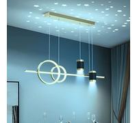 Aioneer Modern Dimmable Pendant Light with Remote Control Adjustable Height Ceiling Lighting Fixture For Dining Room Living Room Kitchen and Bar Stylish Gold Hanging Lamp-White Light