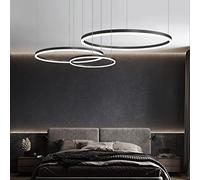 Aioneer Modern Dimmable Pendant Light with Remote Control Adjustable Height Living Room Chandelier For Bedroom Salon and Dining Room Chic Combination Hanging Lamp-Black-40+60+80