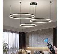 Aioneer Modern Dimmable Pendant Light with Remote Control Adjustable Height Living Room Chandelier For Bedroom Salon and Dining Room Chic Combination Hanging Lamp-Black-60+80+100