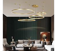 Aioneer Modern Dimmable Pendant Light with Remote Control Adjustable Height Living Room Chandelier For Bedroom Salon and Dining Room Chic Combination Hanging Lamp-Gold-40+60+80+100