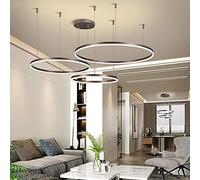 Aioneer Modern Dimmable Ring Pendant Light with Remote Control Adjustable Height Chandelier For Living Room Bedroom Dining Room Stylish Hanging Lamp In Gold 40Cm-Brown-60+80+100