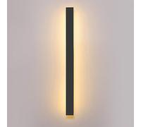 Aioneer Modern Outdoor Linear Wall Light Ultra Thin Black Metal Strip Sconce For Corridor Porch 3000K Warm White Wall Lighting Fixtures-80CM