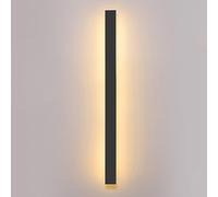 Aioneer Modern Outdoor Linear Wall Light Ultra Thin Black Metal Strip Sconce For Corridor Porch 3000K Warm White Wall Lighting Fixtures-100CM