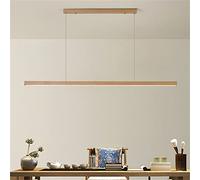 Aioneer Modern Wood Linear Pendant Light Fixture For Dining Room Kitchen Island Living Room Bar Dimmable Ceiling Hanging Lamp Walnut Finish 80Cm-Wood-120cm
