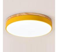 Aioneer Nordic Wooden Ceiling Lamp Round Adjustable Three Color Fixture For Bedrooms Closets Kitchens and Stairwells Industrial Creative Flat Light-Yellow-40cm