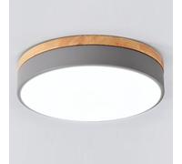 Aioneer Nordic Wooden Ceiling Lamp Round Adjustable Three Color Fixture For Bedrooms Closets Kitchens and Stairwells Industrial Creative Flat Light-A Gray-50cm