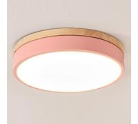 Aioneer Nordic Wooden Ceiling Lamp Round Adjustable Three Color Fixture For Bedrooms Closets Kitchens and Stairwells Industrial Creative Flat Light-Pink-40cm