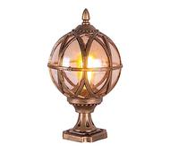 Aioneer Outdoor Aluminum Globe Post Lights Vintage Rustic Country Pillar Pole Lamp Exterior Garden Porch Landscape Pillar Light Street Lantern Table Lights Decorative To-Bronze-17.5 * 32cm