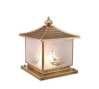 Aioneer Outdoor Pillar Lamp European Style Copper Pillar Light Waterproof Square Fence Post Lamp Outdoor Glass Lampshade Column Lights For Landscape Garden Courtyard Villa Gate L-One Color-30 * 35cm
