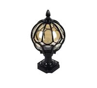 Aioneer Outdoor Pillar Lamp Rustic Globe Landscape Post Lights Outdoor Villa Gate Pillar Pole Lamp European Style Waterproof Column Headlight High Transmittance Glass Lampshade S-Black-27 * 47CM