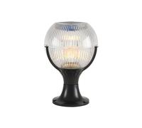 Aioneer Outdoor Pillar Lamp Spherical Led Solar Pillar Light Ip65 Waterproof Fence Deck Post Cap Lamp Landscape Outdoor Column Headlight with Pier Mount Base For Flat Surface Pat-One Color-30 * 40CM