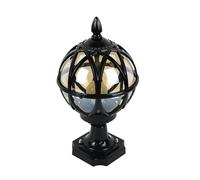 Aioneer Outdoor Pillar Lamp Traditional Globe Pillar Pole Lamp Outdoor Landscape Column Headlight Rustic Waterproof Exterior Porch Post Lights Retro Garden Courtyard Street Lante-Black-S-H32CM