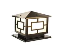Aioneer Outdoor Square Column Headlight Courtyard Exterior Waterproof Post Lamp Antirust Rainproof Glass Lampshade Pillar Lights For Patio Garden Porch Streetlight Decor To Purs-Black-40cm
