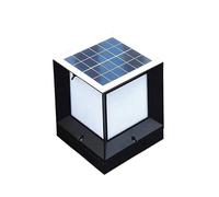 Aioneer Outdoor Square Solar Post Lamp Solar Fence Deck Column Lantern with Remote Control Waterproof Led Solar Powered Pillar Light For Flat Surface Patio Landscape Yard Pathway-32.5 * 39cm