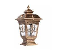 Aioneer Outdoor Waterproof Column Lamp Aluminium Glass Pillar Light Park Decor Landscape Fence Lighting Fixture For Hallway Country Road Patio Villa Garden Post Lights-Brass-18 * 36 * 13.5CM