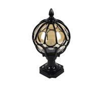 Aioneer Outdoor Waterproof Globe Post Light Traditional Globe Pillar Pole Lamp Retro Landscape Column Headlights For Garden Porch Villa Gate Courtyard Street Lantern To-Black-27 * 47CM
