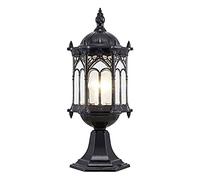 Aioneer Outside Post Light Ip44 Waterproof Anti- Rust Pillar Lamp Aluminium Glass Column Headlight Courtyard Garden Community Pole Lawn Entrance Park Street Lantern Table Light-Black-Height:51cm