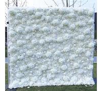Aioneer Paneles De Fondo De Pared De Flores Artificiales De Hortensias Rosas Blancas, Fondo De Boda Romántico Grande Hecho A Mano, Pared Floral 3D De Tela para Fiestas, Baby Show-1m*1m/3.28 * 3.28FT