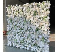 Aioneer Pared De Rosas Blancas Hechas A Mano, Paneles De Pared De Flores Artificiales Grandes, Fondo De Boda De Rosas 5D, Pared De Tela Floral para Fiestas, Baby Showers, Decorac-1m*1m/3.28 * 3.28FT