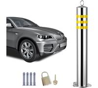 Aioneer Parking Bollard Post 28 32 36 40 45 Inch, Reflective Delineator Cones with Chain Hook For Construction Sites and Street Stanchions, Heavy Duty Base/Load 30 Tons-1 Pack-100cm/40in