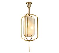 Aioneer Pendant Lighting, All Copper Glass Chandelier, New Chinese Retro Creative Hanging Light,For Living Room, Study, Tea Room-18.8in