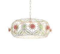Aioneer Pendant Lighting, Ceramic Pastoral Style Chandelier, Round Crystal Hanging Light, For Living Room, Bedroom, Hotel Decoration-A