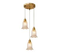 Aioneer Pendantlight, Light Luxury Copper Chandelier - Simple Modern Flower Glass Hanging Light Compatible with Restaurant, Bedroom, Bedside Decoration. Indoor Adjustable Ceiling-One Color-B