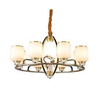 Aioneer Pendantlight, Living Room Chandelier Chinese Chandelier Full Copper Natural Jade Stone Dining Room Luxury Ambiance Architecture Villa Smart Lighting-One Color-8 Heads D85CM
