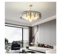 Aioneer Pendantlight, Modern White Gray Glass Pendant Lights Copper Round Shape G9 Bulb Compatible with Parlor Dining Room Bedroom Brass Hanging Lamp-Gold-80CM