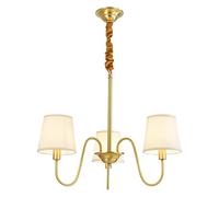 Aioneer Pendantlight, Style Full Copper Lamp Body Chandelier Modern Cloth Lampshade Pendant Light For Hotel Lobby Bedroom Study Dining Pastoral Suspension Lamp-Onecolor-3 Heads
