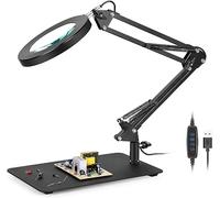 Aioneer Portable 8X, Magnifying Desk Lamp with Flexible Arm Stand and 4.1 Inches Diameter Lens, 10 Stepless Dimmable 3 Modes Work Light Adjustable, For Close Work Hobby Full of S