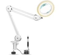 Aioneer Portable Foldable Magnifier, Illuminated Magnifier Lamp with Clamp, Metal Swivel Arm, 5X, 3 Colors 10 Brightness, For Seniors Full of Stars