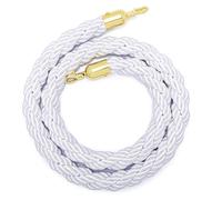Aioneer Premium 10Ft Velvet Rope with Polished S, Stanchion Barrier For Events, Cinemas, Grand Openings, Hotel Parties, Red Carpet Setup - Elegant Crowd Control Solution-White-7ft/215cm