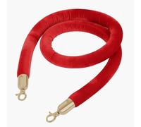Aioneer Premium Blue Velvet Rope with Polished Clips - 3M Event Queue Management Posts, Red Carpet Stanchions, Crowd Control Barriers For Effective Line Management.-Rot/Goldfarben-1m/3.3ft